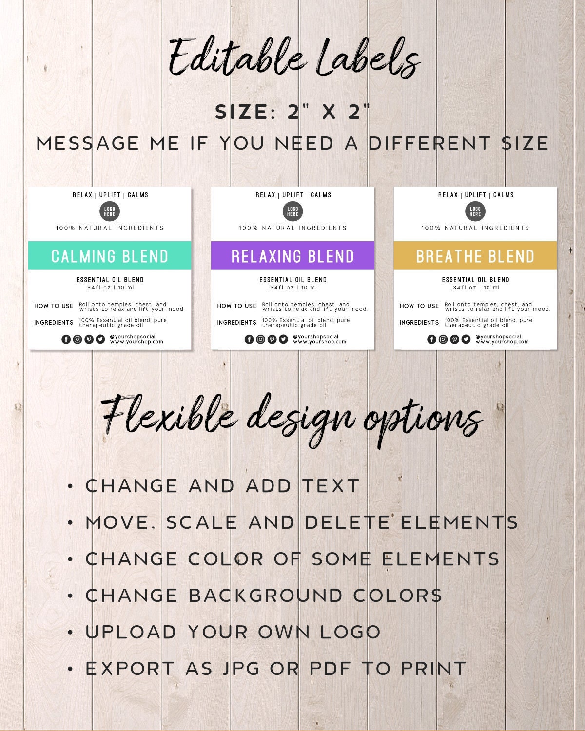 Editable Essential Oil Label Template Colorful Product Label | Etsy