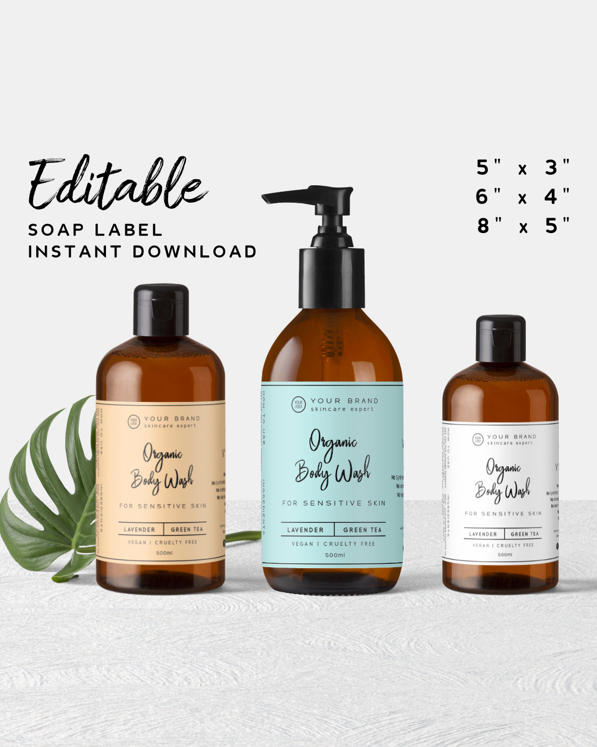 Bath Product Label Template - Soap Bottle Label, Conditioner Label ...
