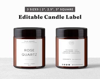 Modern Candle Label Template - Editable Candle Label Design, Customizable Candle Tin Label Template, DIY Candle Sticker