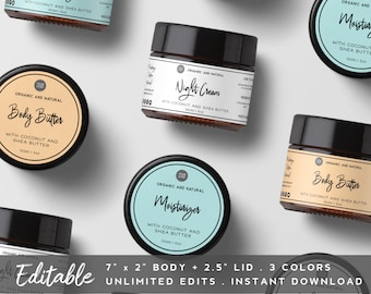 Editable Product Label - Beauty Product Packaging, Printable Skin Care Label, Body Butter Label, Custom Cosmetic Packaging, Bath Salt Labels