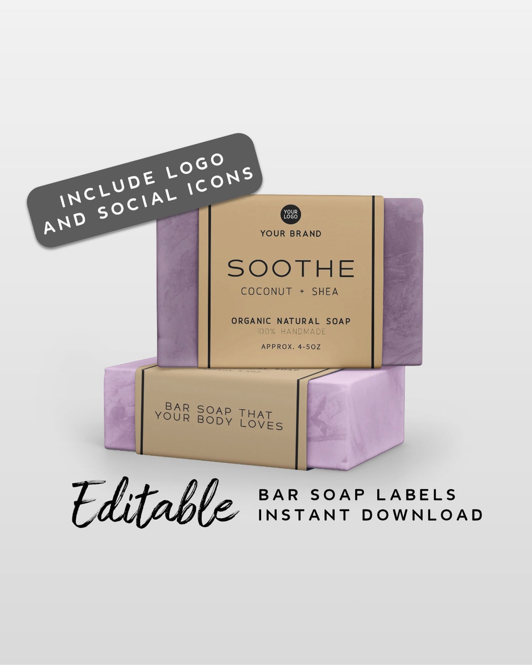 Rustic Product Label Template Editable - Bar Soap Label Printable ...