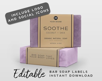 Rustic Product Label Template Editable - Bar Soap Label Printable, Label With Logo, Skin Care Product Label Wrap, Rustic Label Editable