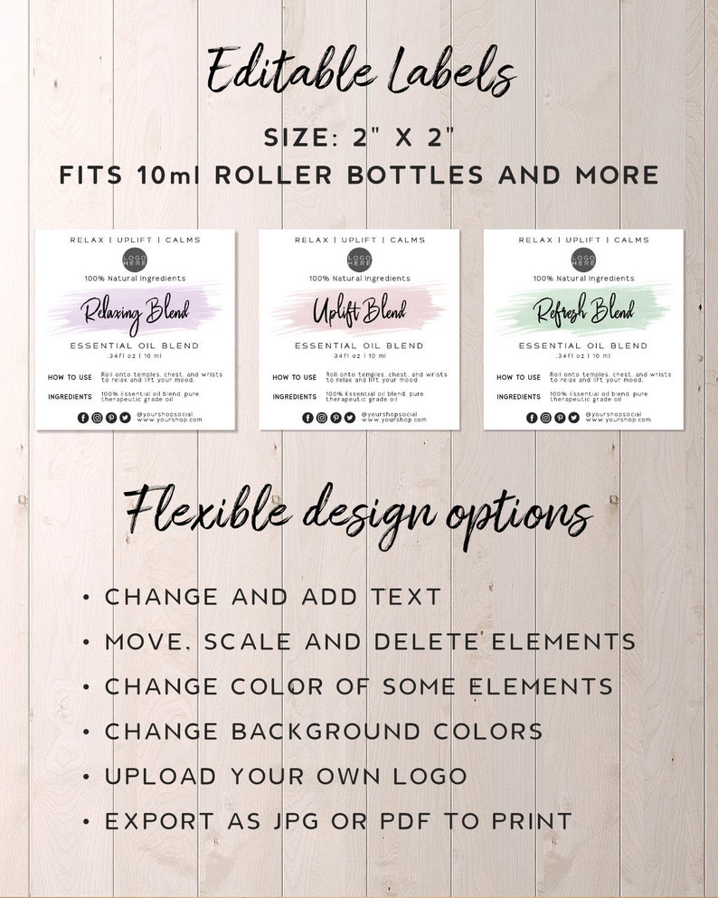 Custom Roller Bottle Label Printable Spray Bottle Labels Etsy Australia