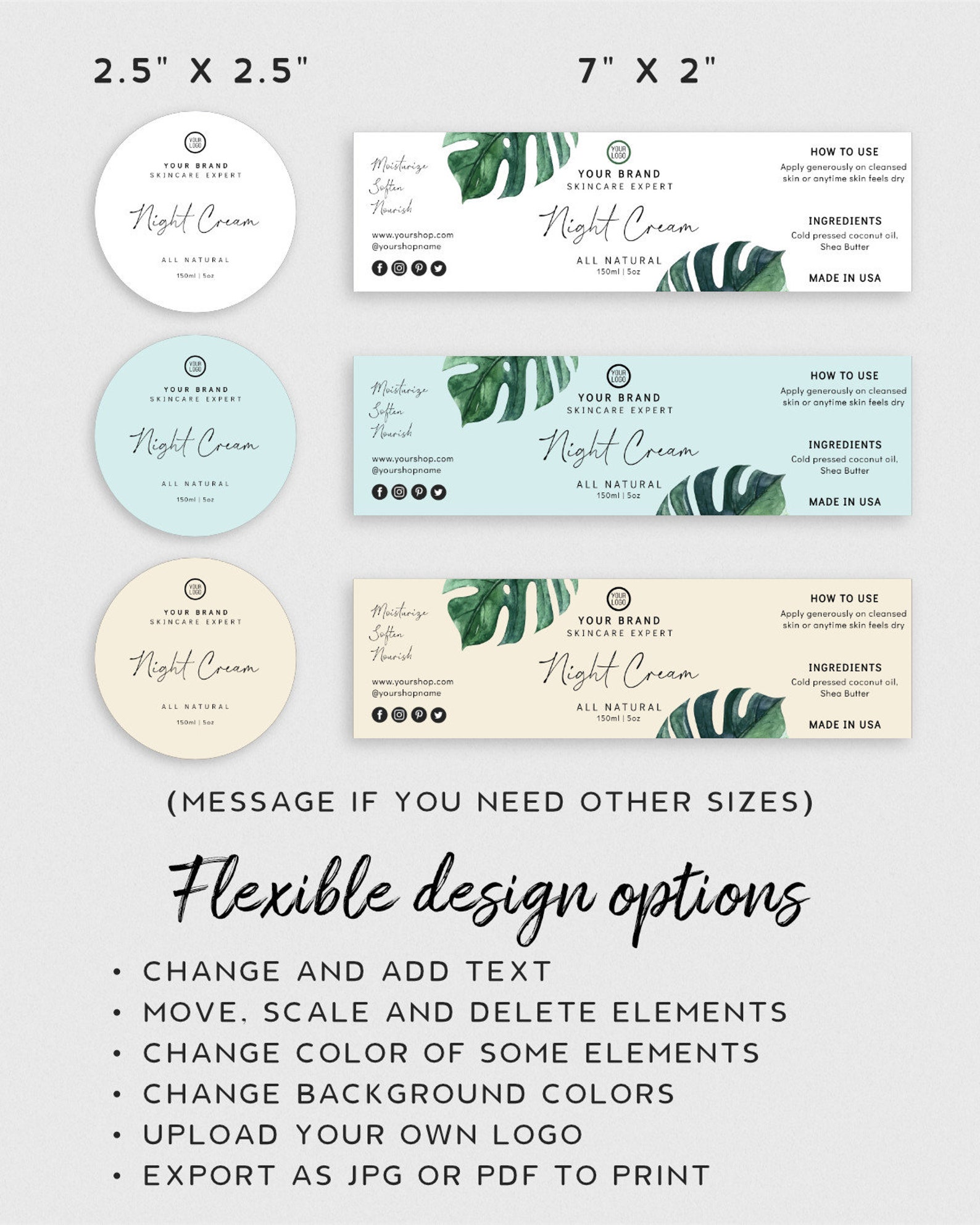 Monstera Body Product Label - Jar Label Sticker, Label Design Download ...