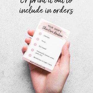 Skin Care Routine Card Insert - Face Care Instruction, Cosmetic Care Guide Card, Skin Care Instruction Card Template, Care Guide Editable image 4