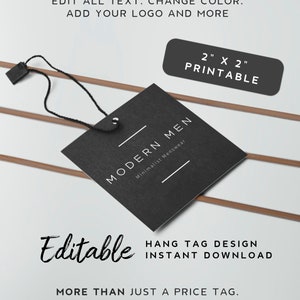 Editable Hang Tag Template DIY Pricing Tag Product Tag Label