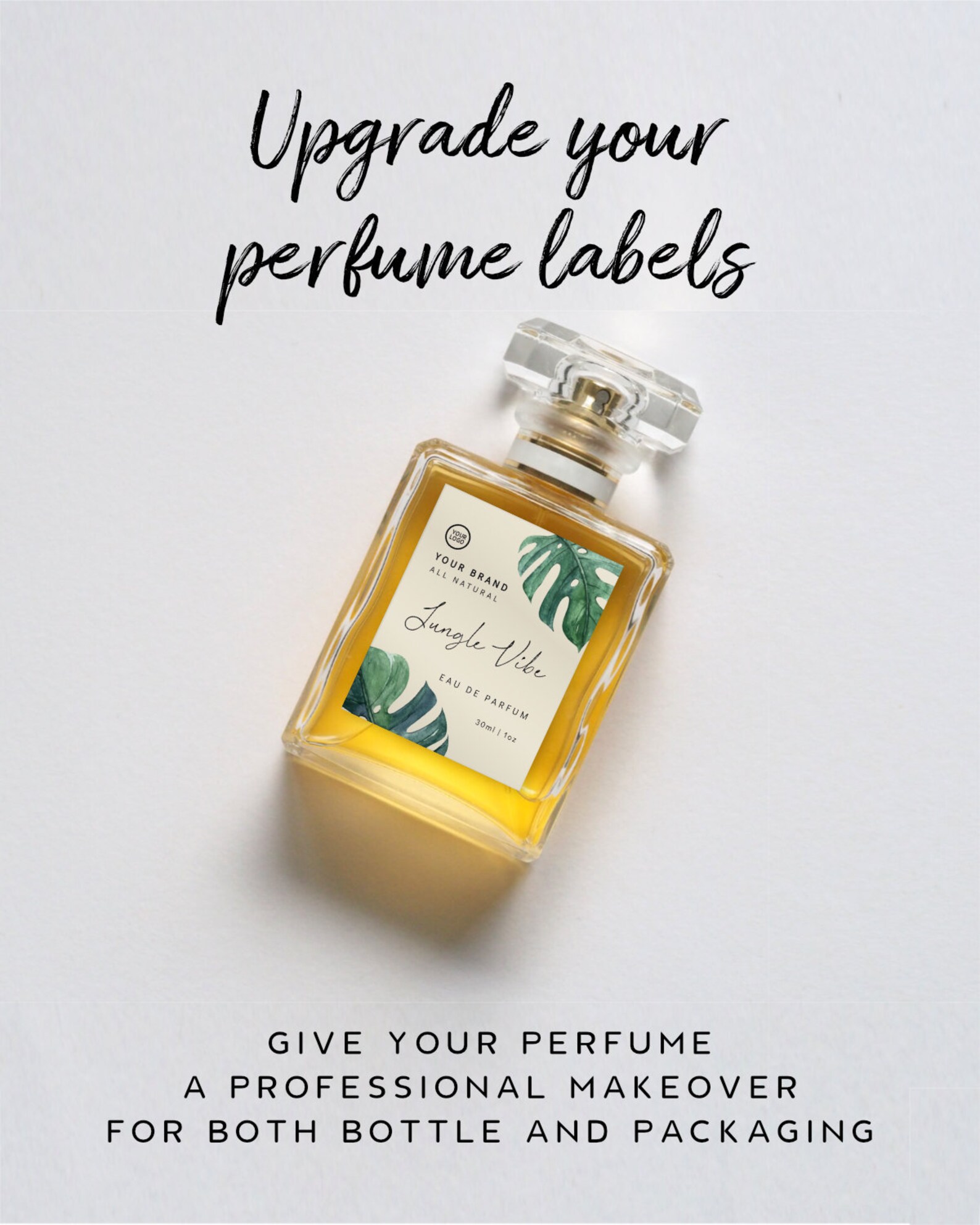 Monstera Product Label - Tropical Label, Floral Perfume Label ...