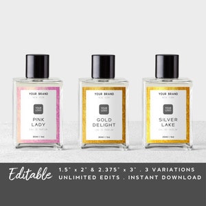 Editable Perfume Label Template Gold Product Label 