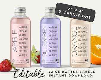 Juice Label - Juice Bottle Label, Juice Box Sticker, Smoothie Label, Drink Bottle Label, 12oz 16oz Plastic Bottle Label, Food Packaging