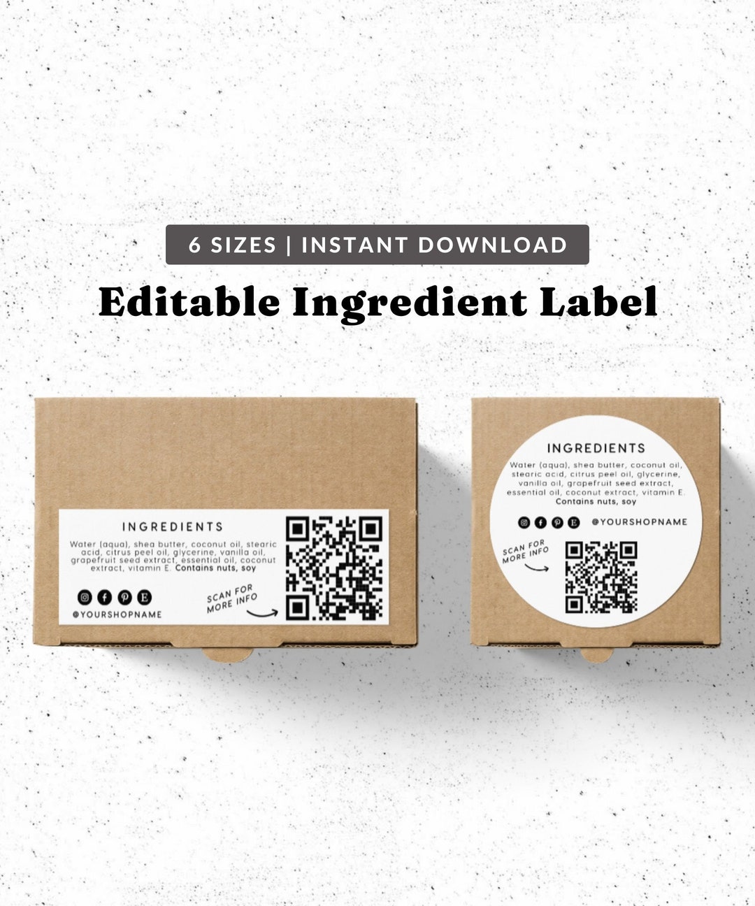 Ingredient Label Template With QR Code - Custom Product Packaging ...