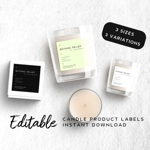Minimalist Candle Label Template - Square Product Label, DIY Product Label Printable, Minimalist Label Candle, Custom Candle Labels, s3