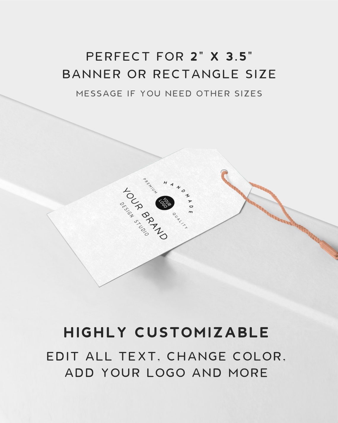 Slim Tag Design Example Minimalist Product Tag Template - White Hang Tag Printable, Shop ...