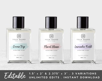 Editable Bottle Label - Corjl Template, Perfume Bottle Sticker Template, Modern Branding, Beauty Product Branding, Beauty Product Label
