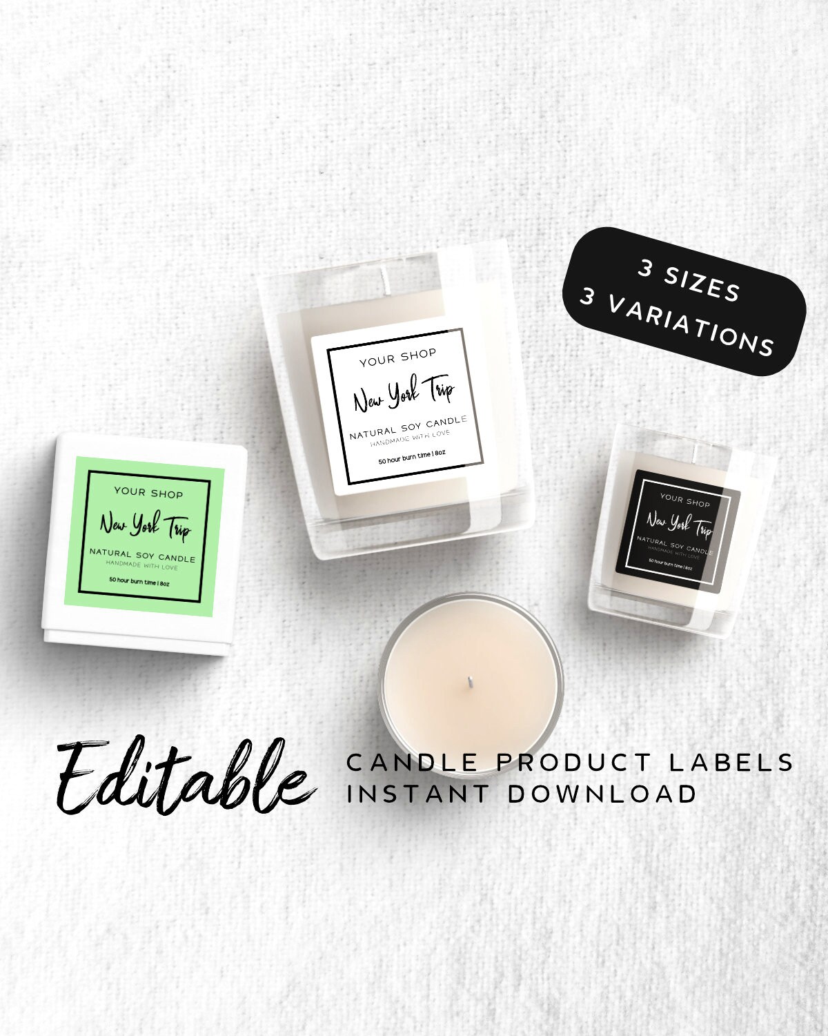 Printable Candle Label Template - Minimalist Candle Sticker Printable ...