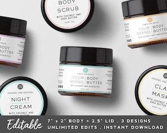 Jar Label Template - Skin Care Product Label Printable, Custom Product Labels, Cosmetic Labels for Jars, Cream Label with Logo