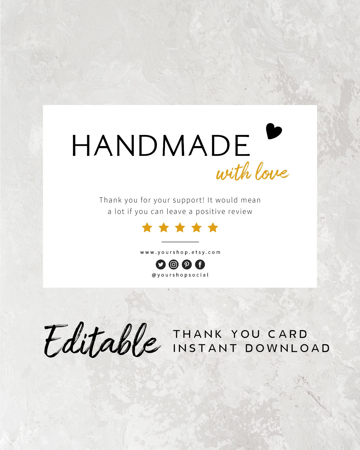 Ready to Print Thank You Card Template Shop Review Card - Etsy