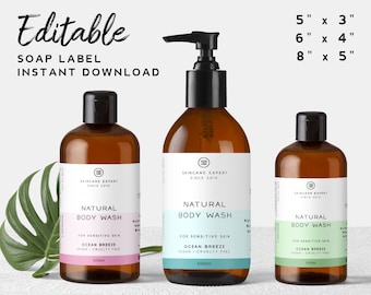 Minimalist Soap Bottle Label - Custom Bath Product Sticker Design, Label For Body Product, Modern Pump Bottle Label, Dispenser Label Shampoo