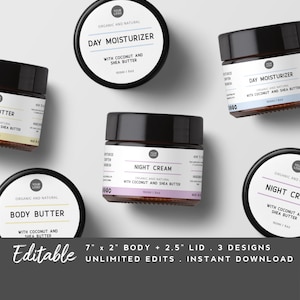 Body Product Label Template - Customizable Beauty Product Label DIY, Editable Label for Jars, Wrap Around Label with Logo, Corjl Template