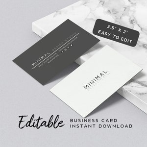 Bearbeitbare Visitenkarten Vorlage - Minimalistisches Visitenkarten Design, druckbare Visitenkarte, moderne Visitenkarte, Sofort Download, Corjl
