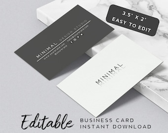 Editable Business Card Template - Minimalist Business Card Design, Printable Business Card, Modern Business Card, Instant Download, Corjl