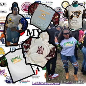 Custom HBCU/COLLEGE Sequin Sleeve Sweatshirt - Etsy