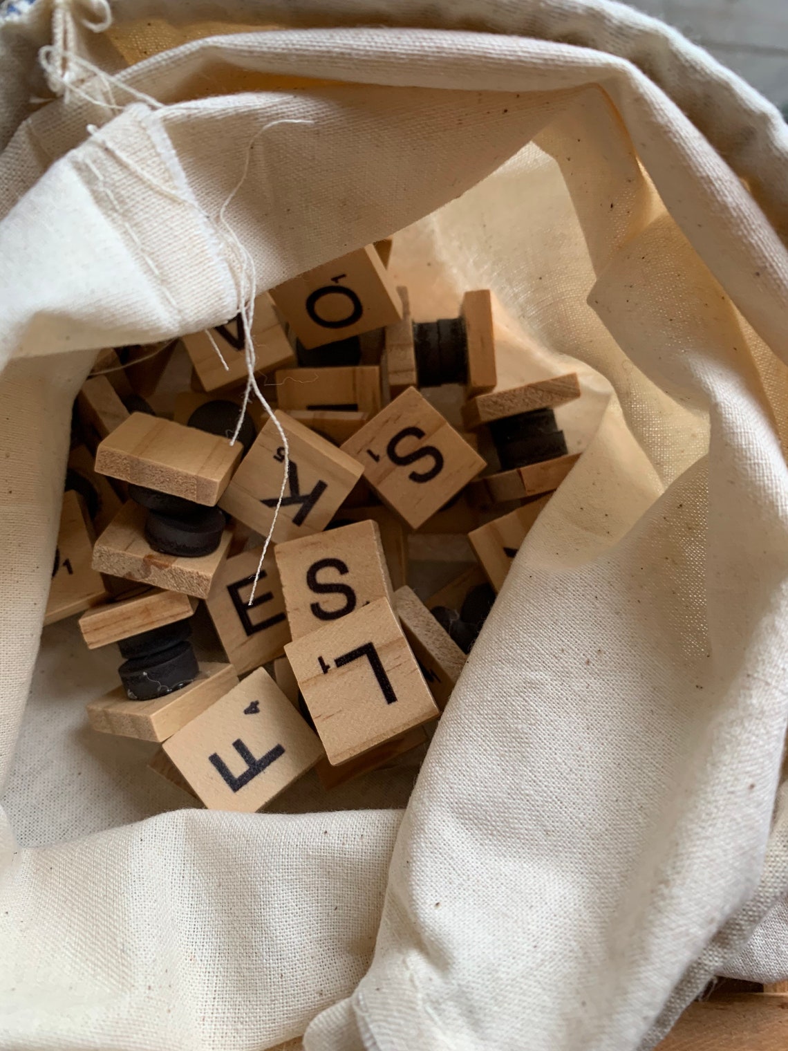 Wooden letter tiles with tray and Etsy