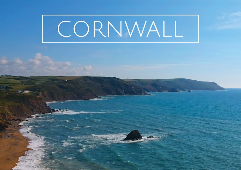 297mmx420mm Drone shot Cornwall beach aerial view A3 Glossy Poster