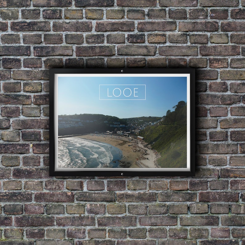 Looe Cornwall aerial view A3 Glossy Poster 297mmx420mm Drone shot
