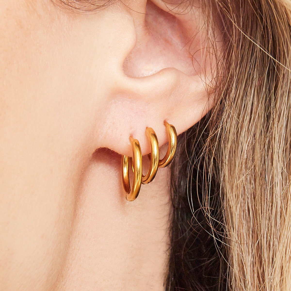 Silver Minimalist Hoops Earring Set Delicate and Lightweight Etsy