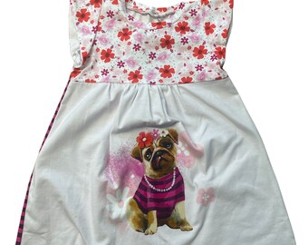 Kleid Kinderkleid Babykleid Mops Hund Jersey
