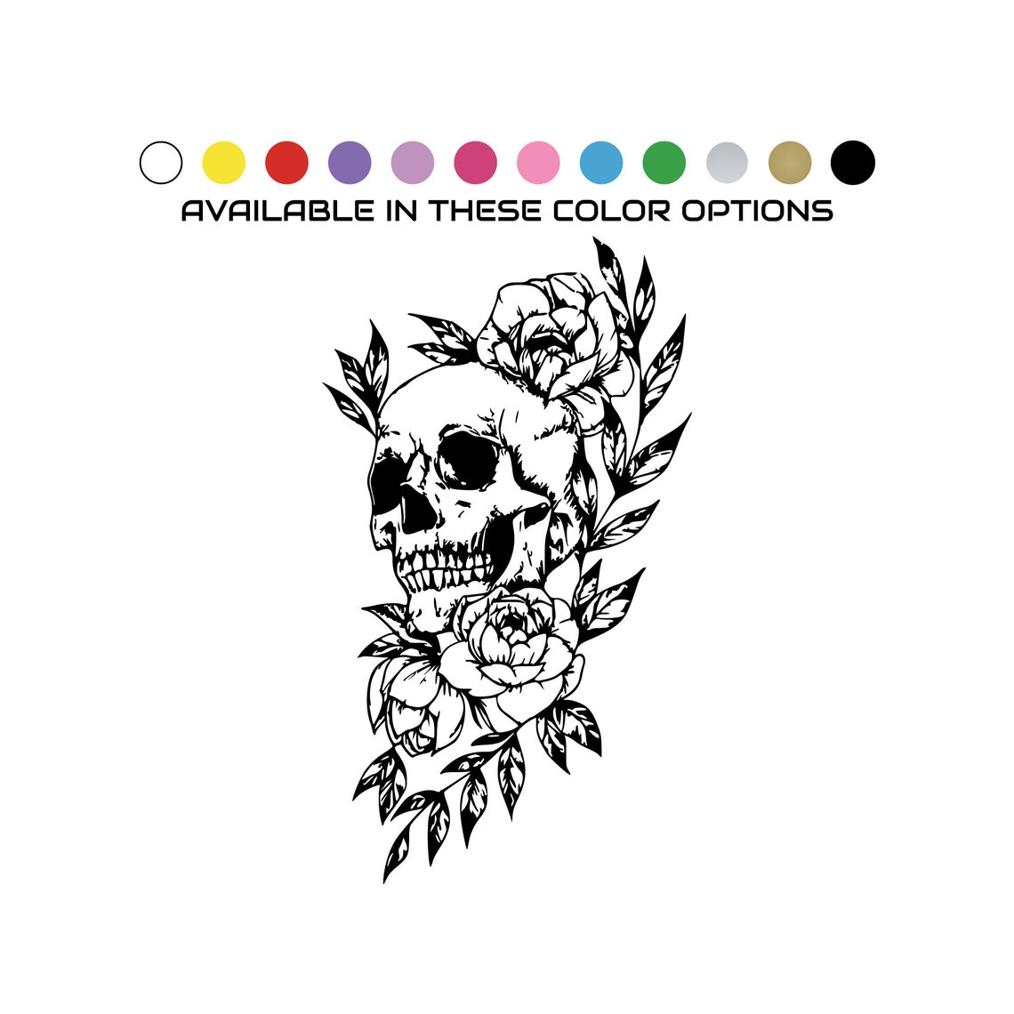 Skull and Roses Decal | Vehicle Window | Wall Decor | Sticker | Vinyl ...