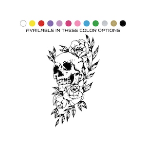 Skull and Roses Decal | Vehicle Window | Wall Decor | Sticker | Vinyl