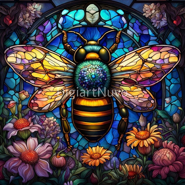 Bee Stained Glass Pattern Bundle Perfect for Tumbler Sublimation, Crafts, Decor, Wall Art, Scrapbook, Digital Download, Commercial Use