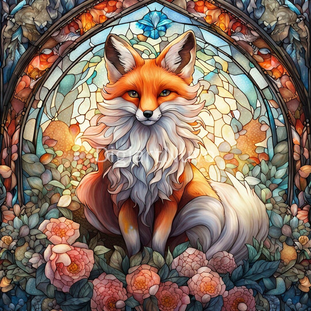 Fox Stained Glass Tumbler Wrap Designs High Quality Stain - Etsy
