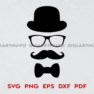 Schnurrbart SVG, Brillen SVG, Hut SVG, Schnurrbart Clipart, Schnurrbart Sofort Download, Brillen Clipart, Hut Clipart