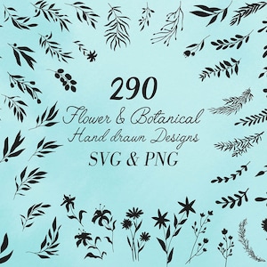 Floral Lineart SVG with Bouquet Clipart, Wildflower svg, Flower Sketch SVG | Floral Bundle SVG and botanical svg for Crafts and Home Decor