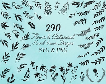 Floral Lineart SVG with Bouquet Clipart, Wildflower svg, Flower Sketch SVG | Floral Bundle SVG and botanical svg for Crafts and Home Decor