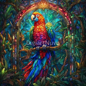 Zestaw wzorów witraży Parrot idealny do sublimacji w kubkach, rękodzieła, dekoracji, sztuki ściennej, albumu, pobierania cyfrowego, użytku komercyjnego