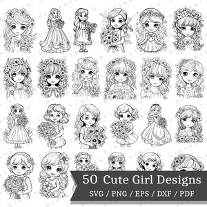 Lindas Meninas Png, Arte Floral Mulher, Flor Mulher Svg, Desenho De Linha Feminina, Sublimação De Mulher, Menina Com Flor, Menina Svg