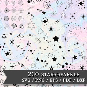 Star SVG-bundel, Stars Svg Cut-bestand, Celestial SVG, Cut Files Star SVG, Star Silhouette, SPARKLE SVG, Sparkle Stars Svg, commercieel gebruik