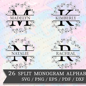 Family Monogram SVG, Split Monogram SVG, Monogram SVG Bundle, Split Alphabet svg, Family Name svg, Split Monogram Font, split letter svg