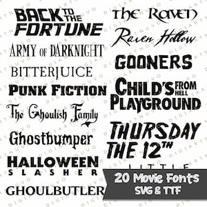 Movie Fonts, Famous Fonts, Fonts for Tshirts, Funny Fonts, Svg Fonts, Anime Fonts, Font Downloads, Cricut Fonts, SVG Letters