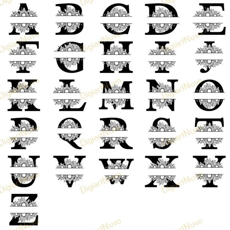 Unic Split Lettering Split Monogram SVG Bundle, Split Letters Svg File Clipart, Cut File ...