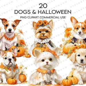 Halloween Hund png, Aquarell Welpe, Hund Sublimation, süße Hunde, Journaling ClipArt, digitales Basteln, sofortiger Download, kommerzielle Nutzung