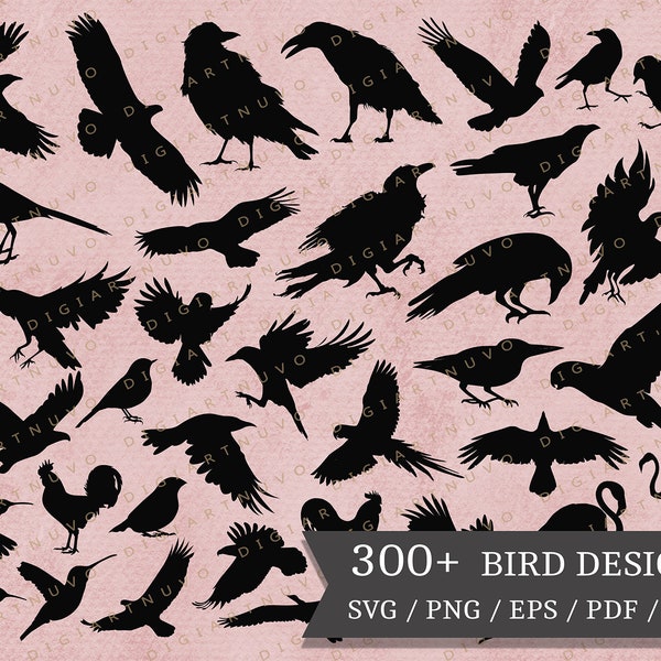 Birds Cut Files Bird Nature Scene - Create Whimsical Crafts with These Cute Birds SVG Birds Silhouette Perfect for any DIY Projects