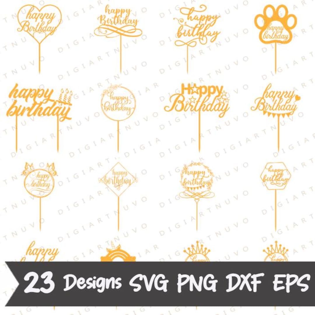 Cake Topper SVG Bundle, Laser Cut Cake Topper File Svg, Cut File ...