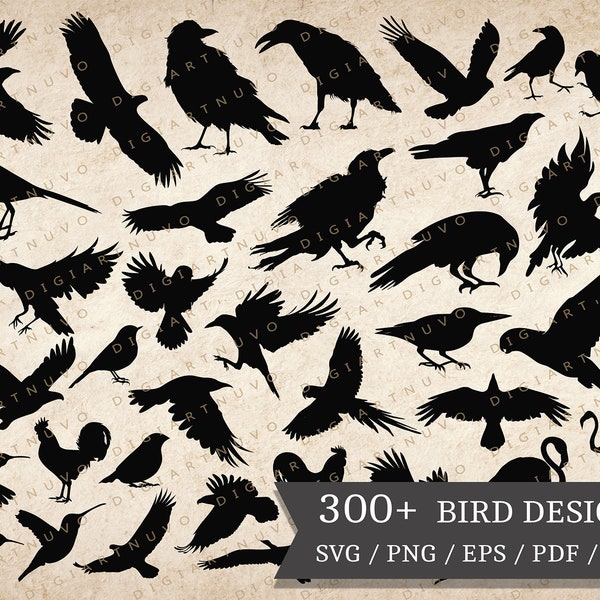 Birds Cut Files Bird Nature Scene - Create Whimsical Crafts with These Cute Birds SVG Birds Silhouette Perfect for any DIY Projects