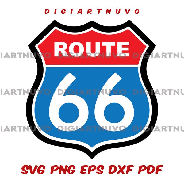 Route 66 Sign SVG, Route 66 Cut Files, Route 66 Cricut SVG, Route 66 Clipart, Silhouette SVG, Route 66 Instant Download