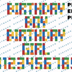 Birthday Brick PNG, Brick Font PNG, Block Font PNG, Kids Font png, Cartoon Font Cut File, Cricut Font png, School Font, Kids Font png