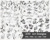 Decorative SVG, Flourish SVG, Ornaments svg, Swirl Clipart, Stroke svg, Vintage Clipart, Cut File, Cricut